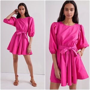 ANTHROPOLOGIE MAEVE DESTIN POPLIN MINI DRESS IN RASPBERRY